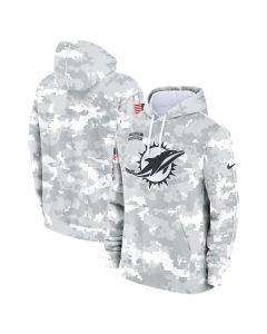 Youth Miami Dolphins White/Gray 2024 Salute To Service Pullover Hoodie (White Gray)