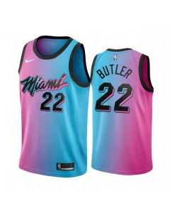 Youth Miami Heat #22 Jimmy Butler 2021 Blue/Pink City Edition Vice Stitched NBA Jersey