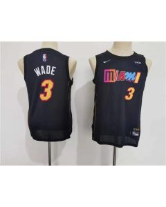 Youth Miami Heat #3 Dwyane Wade Black City Edition Swingman Stitched Jersey