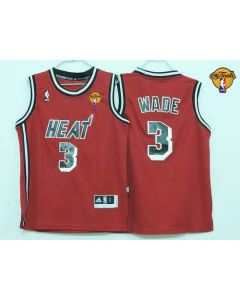 Youth Miami Heat #3 Dwyane Wade Red Hardwood Classics Nights Finals Patch NBA Jersey