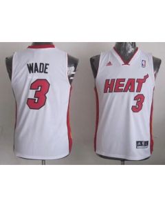 Youth Miami Heat #3 Dwyane Wade White NBA Jersey