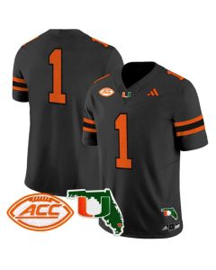 Youth Miami Hurricanes #1 Black With Patch Vapor F.U.S.E. Limited Jersey (Black)