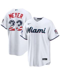 Youth Miami Marlins #23 Max Meyer Nike White 2026 All-Star Edition Stars & Stripes Stadium Jersey (White)