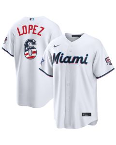 Youth Miami Marlins #6 Otto Lopez Nike White 2026 All-Star Edition Stars & Stripes Stadium Jersey (White)