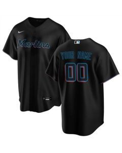 Youth Miami Marlins Black Stitched Baseball Custom Jersey (Black)