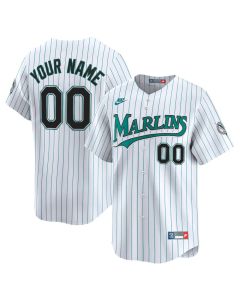 Youth Miami Marlins Nike White Cooperation Limited Custom Jersey (White)