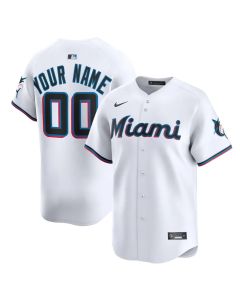 Youth Miami Marlins White Home Limited Custom Jersey (White)
