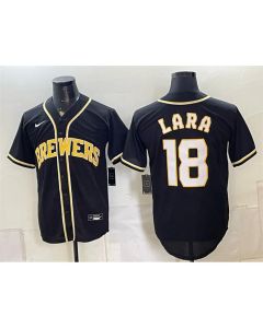 Youth Milwaukee Brewers #18 Luis Lara 2026 Fashion Replica Black Out Jersey (Black)