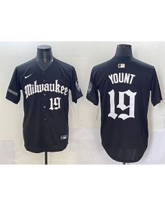 Youth Milwaukee Brewers #19 Robin Yount Black "Gothic 414 Shadows Edition" Vapor Premier Limited Stitched Jersey (Black)