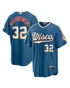 Youth Milwaukee Brewers #32 Jacob Misiorowski Nike Mineral Blue 2026 City Connect Stadium Jersey