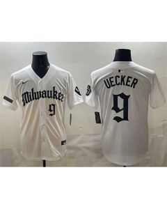 Youth Milwaukee Brewers #9 Bob Uecker White "Gothic 414 Shadows Edition" Vapor Premier Limited Stitched Jersey (White)