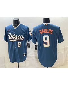 Youth Milwaukee Brewers #9 Jake Bauers Mineral Blue 2026 City Connect Stadium Jersey (Blue)