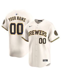 Youth Milwaukee Brewers Cream Home Limited Custom Jersey (Cream)