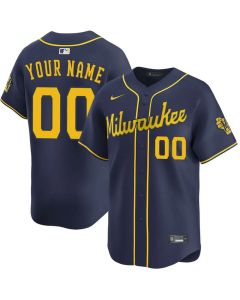 Youth Milwaukee Brewers Navy Alternate Limited Custom Jersey (Navy)