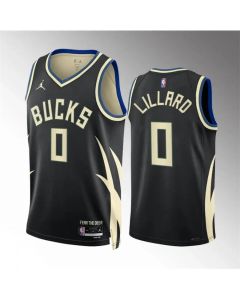 Youth Milwaukee Bucks #0 Damian Lillard Black Stitched Basketball Jersey (Black)