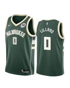 Youth Milwaukee Bucks #0 Damian Lillard Green Icon Edition Stitched Basketball Jersey