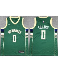 Youth Milwaukee Bucks #0 Damian Lillard Green Stitched Basketball Jersey