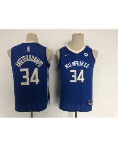 Youth Milwaukee Bucks #34 Giannis Antetokounmpo Blue 2022/23 City Edition Stitched Basketball Jersey