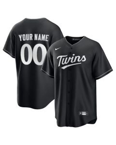Youth Minnesota Twins Custom Black Lights Out Replica Jersey (Black)