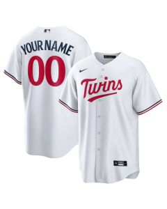 Youth Minnesota Twins White Home Replica Custom Jersey (White)