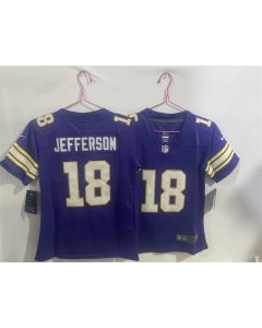 Youth Minnesota Vikings #18 Justin Jefferson Purple Throwback Vapor Limited Stitched Football Jersey