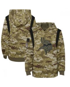Youth Minnesota Vikings 2021 Camo Salute To Service Therma Performance Pullover Hoodie