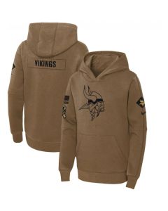 Youth Minnesota Vikings 2023 Brown Salute to Service Pullover Hoodie