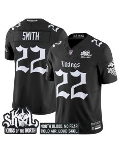 Youth Minnesota Vikings #22 Harrison Smith Black 2025 F.U.S.E. Kings of the North Patch "Gothic Norseblood Edition" Vapor Untouchable Limited Stitched Football Jersey