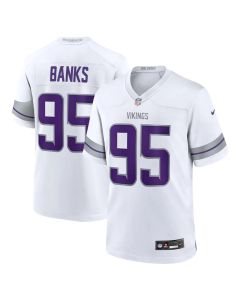 Youth Minnesota Vikings #95 Caleb Banks White 2026 NFL Draft Game Jersey (White)