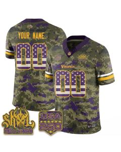 Youth Minnesota Vikings Camo 2026 Salute to Service Vapor F.U.S.E. Limited Custom Jersey (Style 3)