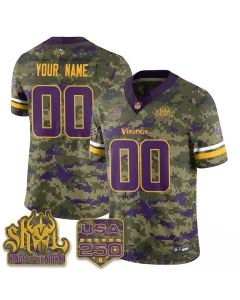 Youth Minnesota Vikings Camo 2026 Salute to Service Vapor F.U.S.E. Limited Custom Jersey (Style 7)