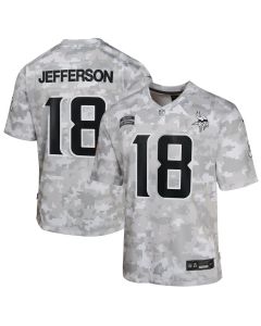 Youth Minnesota Vikings Justin Jefferson Arctic Camo 2024 Salute to Service Game Jersey (Camo)