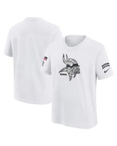 Youth Minnesota Vikings White 2024 Salute To Service T-Shirt (White)