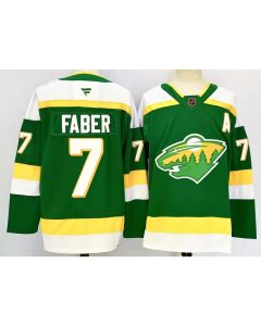 Youth Minnesota Wild #7 Brock Faber Green 2024-25 Alternate With A Patch Stitched Hockey Jersey