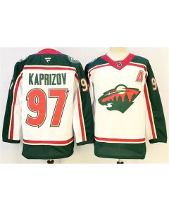 Youth Minnesota Wild #97 Kirill Kaprizov White 2025 With A Patch 25th Anniversary Stitched Hockey Jersey