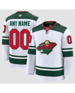 Youth Minnesota Wild Custom White 2024-25 Away Stitched Hockey Jersey