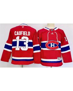 Youth Montreal Canadiens #13 Cole Caufield Red 2024-25 Stitched Jersey
