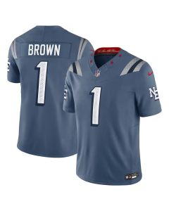 Youth New England Patriots #1 A.J. Brown Blue Rivalries Collection Vapor F.U.S.E. Limited Jersey (Blue Brown)