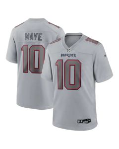 Youth New England Patriots #10 Drake Maye Gray Atmosphere Fashion Game Jersey (Gray)