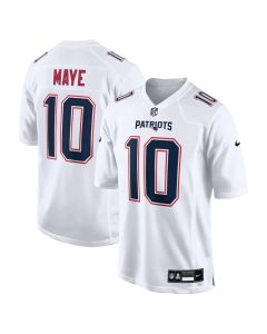 Youth New England Patriots #10 Drake Maye Tundra White Game Jersey (White)