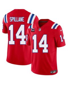 Youth New England Patriots #14 Robert Spillane Red 2026 4-Star C Pach Vapor F.U.S.E. Limited Jersey (Red)