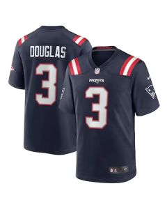 Youth New England Patriots #3 Demario Douglas Navy Game Jersey (Navy)