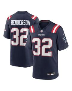 Youth New England Patriots #32 TreVeyon Henderson Navy 2025 NFL Draft Game Jersey (Navy)