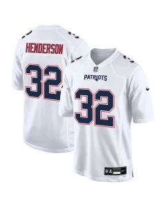 Youth New England Patriots #32 TreVeyon Henderson Tundra White Fashion Game Jersey (White)