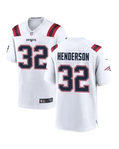 Youth New England Patriots #32 TreVeyon Henderson White 2025 NFL Draft Game Jersey (White)