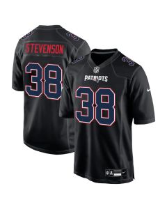 Youth New England Patriots #38 Rhamondre Stevenson Carbon Black Fashion Game Jersey (Black)