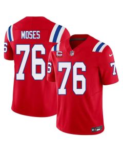 Youth New England Patriots #76 Morgan Moses Red 2026 3-Star C Pach Vapor F.U.S.E. Limited Jersey (Red)