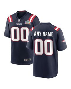 Youth New England Patriots Custom Navy Super Bowl LX Patch Game Jersey (Navy)