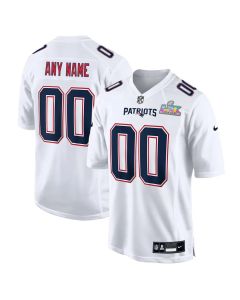 Youth New England Patriots Custom White Super Bowl LX Patch Tundra Fashion Game Jersey