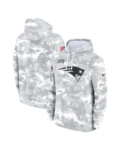 Youth New England Patriots White/Gray 2024 Salute To Service Pullover Hoodie (White Gray)